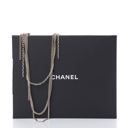 Chanel Baguette Gripoix Poured Glass CC Multi Strand Chain Necklace Light Gold 5 of 5