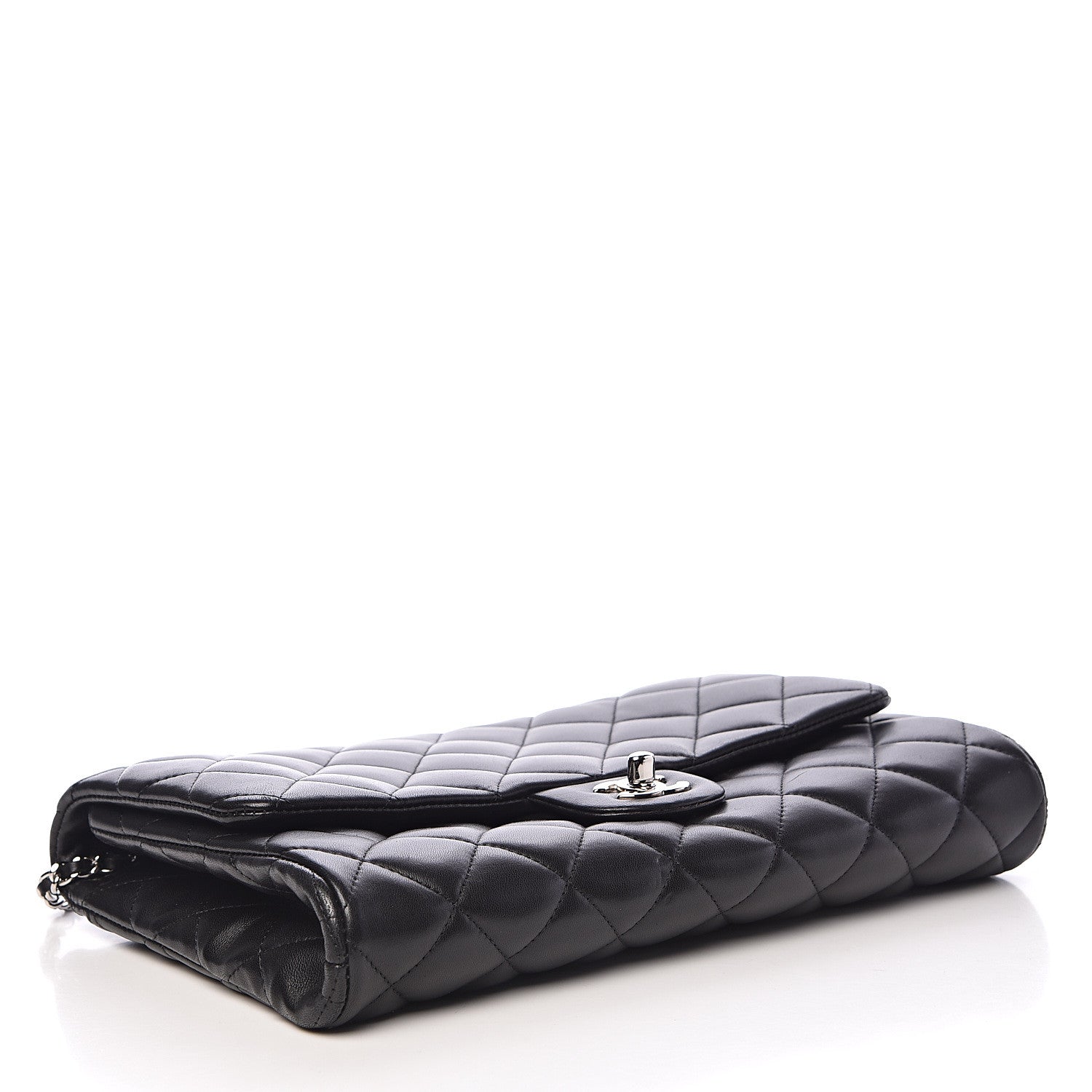 Chanel Lambskin Quilted Clutch With Chain Flap Black 4 of 10