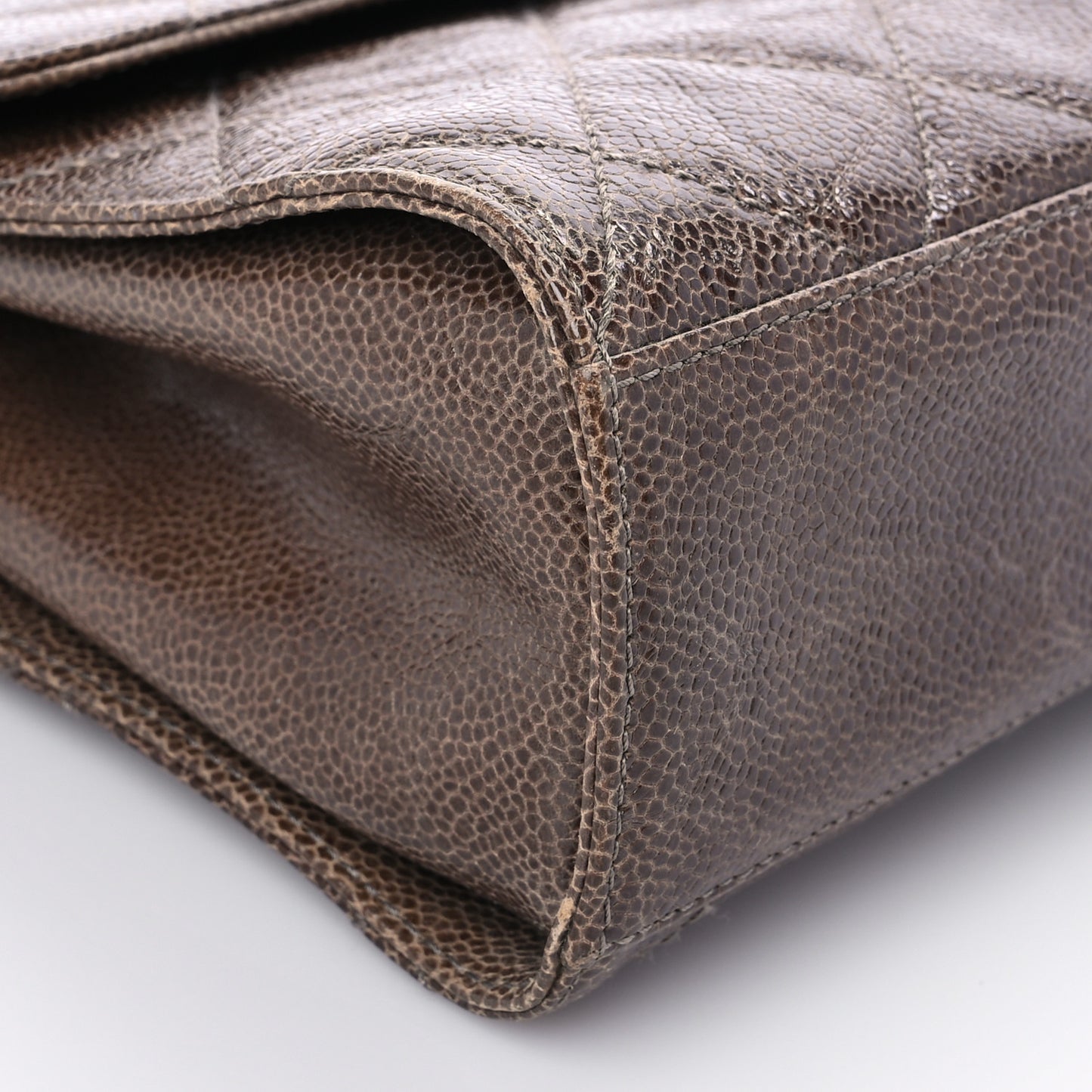 Crumpled Grained Calfskin Medium CC Crave Flap Brown
