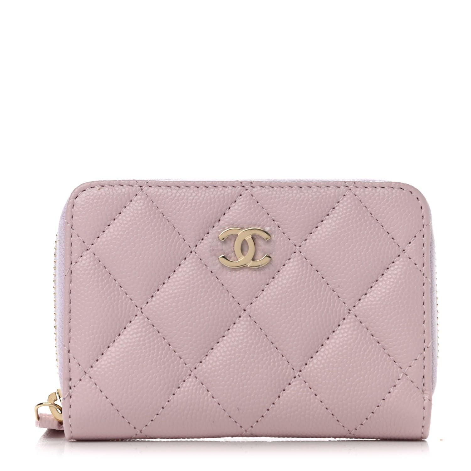 Chanel Caviar Quilted Zip Coin Purse Wallet Pink 1 of 7