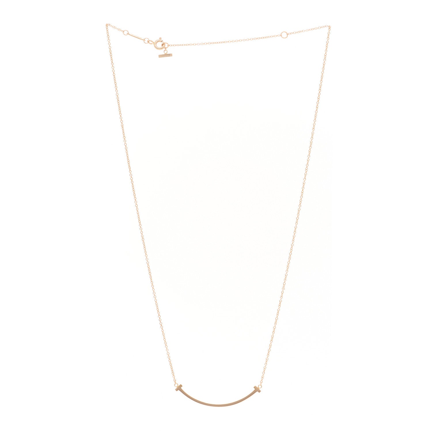 Tiffany 18K Rose Gold Small T Smile Pendant Necklace 3 of 5
