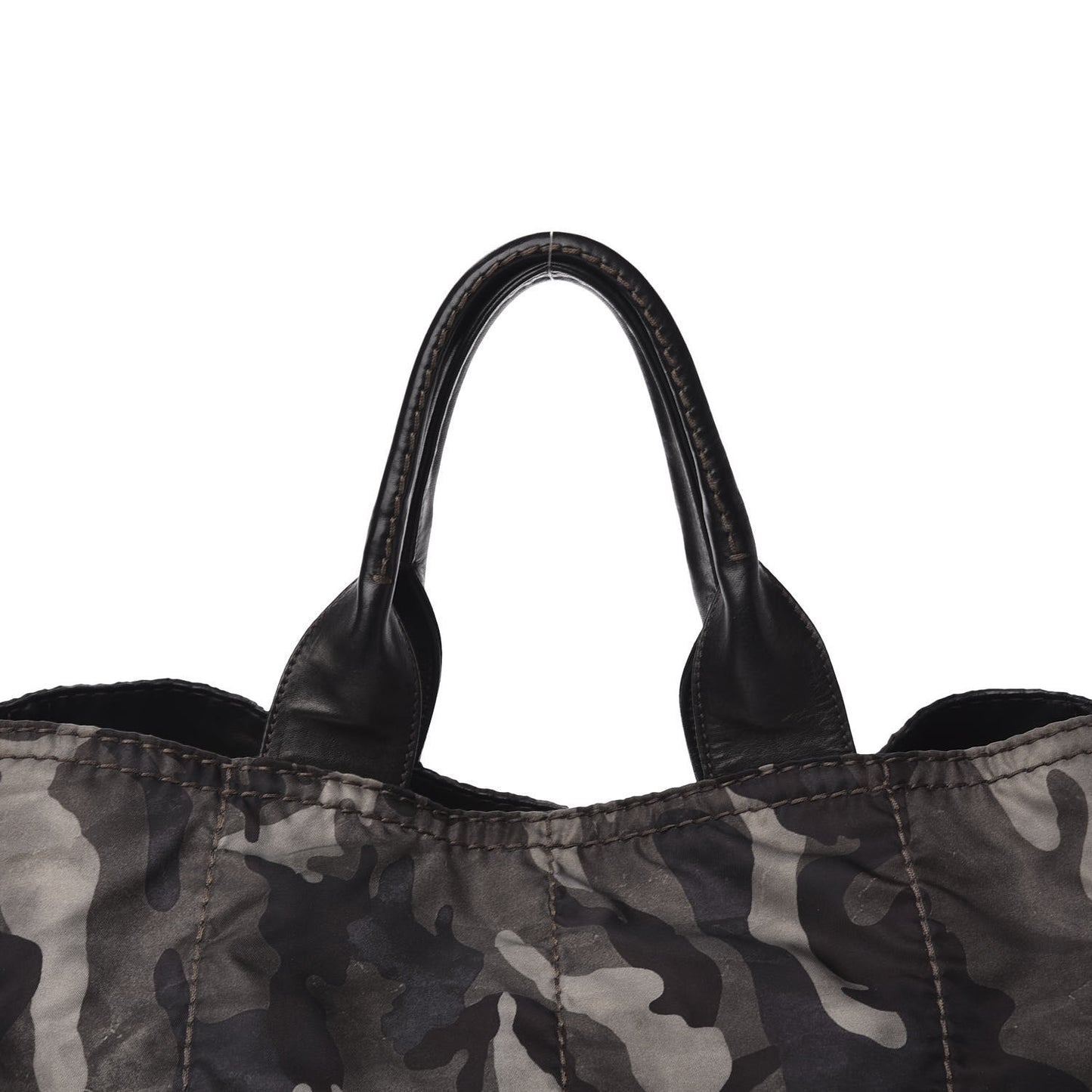Tessuto Nylon Studded Camouflage Tote Fumo
