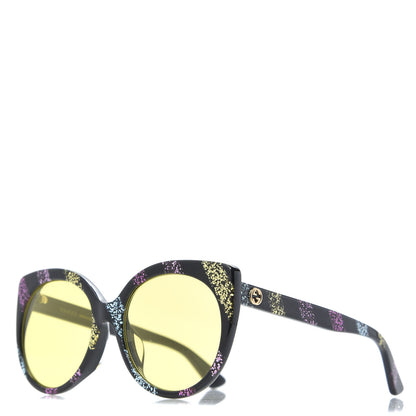 Gucci Glitter Acetate Cat Eye Sunglasses GG0325SA Black Yellow 1 of 8