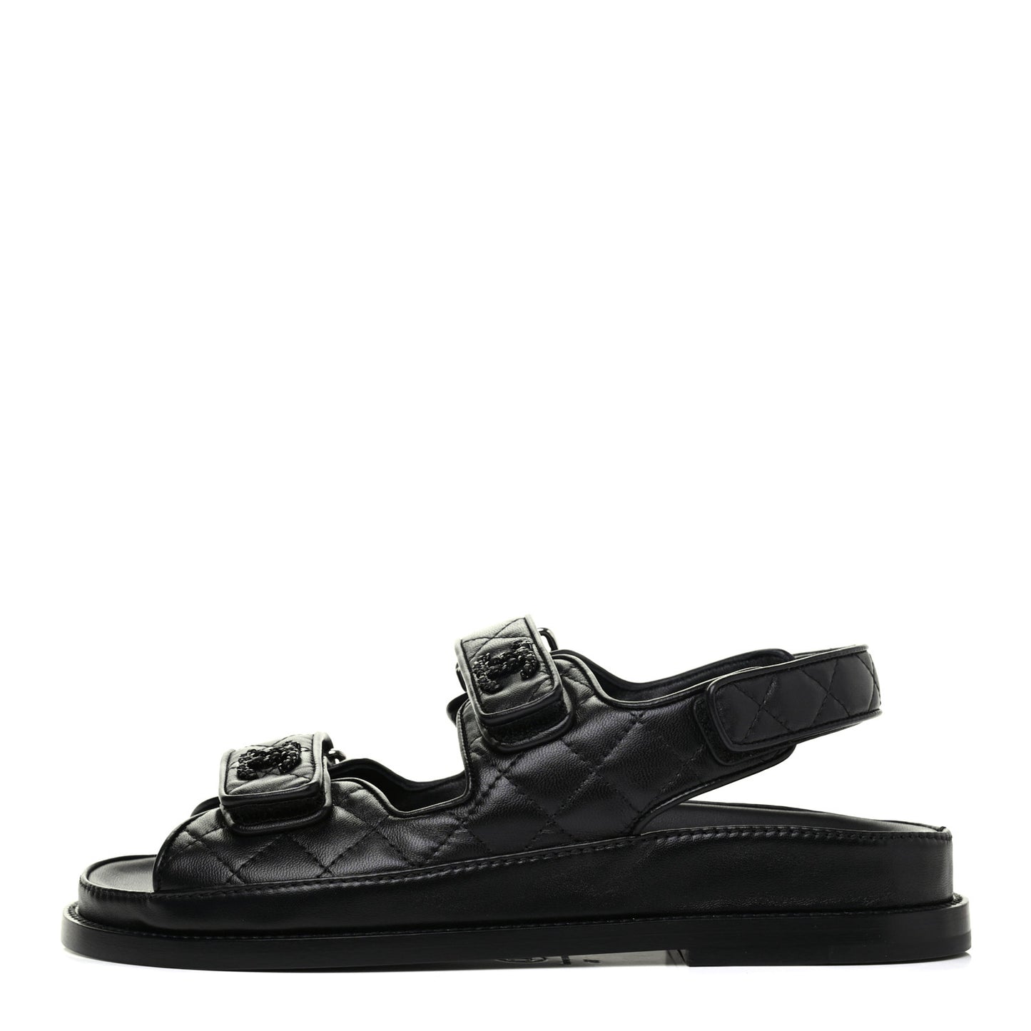 Lambskin Velcro Dad Sandals 36 Black