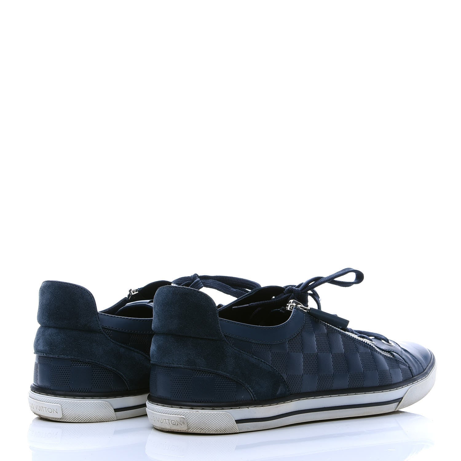 Louis Vuitton Calfskin Suede Damier Infini Mens Aventure Zip Up Sneaker 8 Cosmos 3 of 8