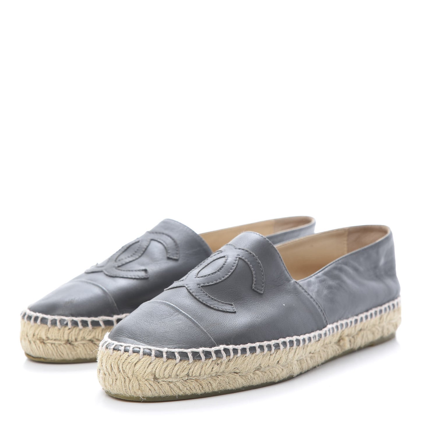 Lambskin CC Espadrilles 38 Dark Grey