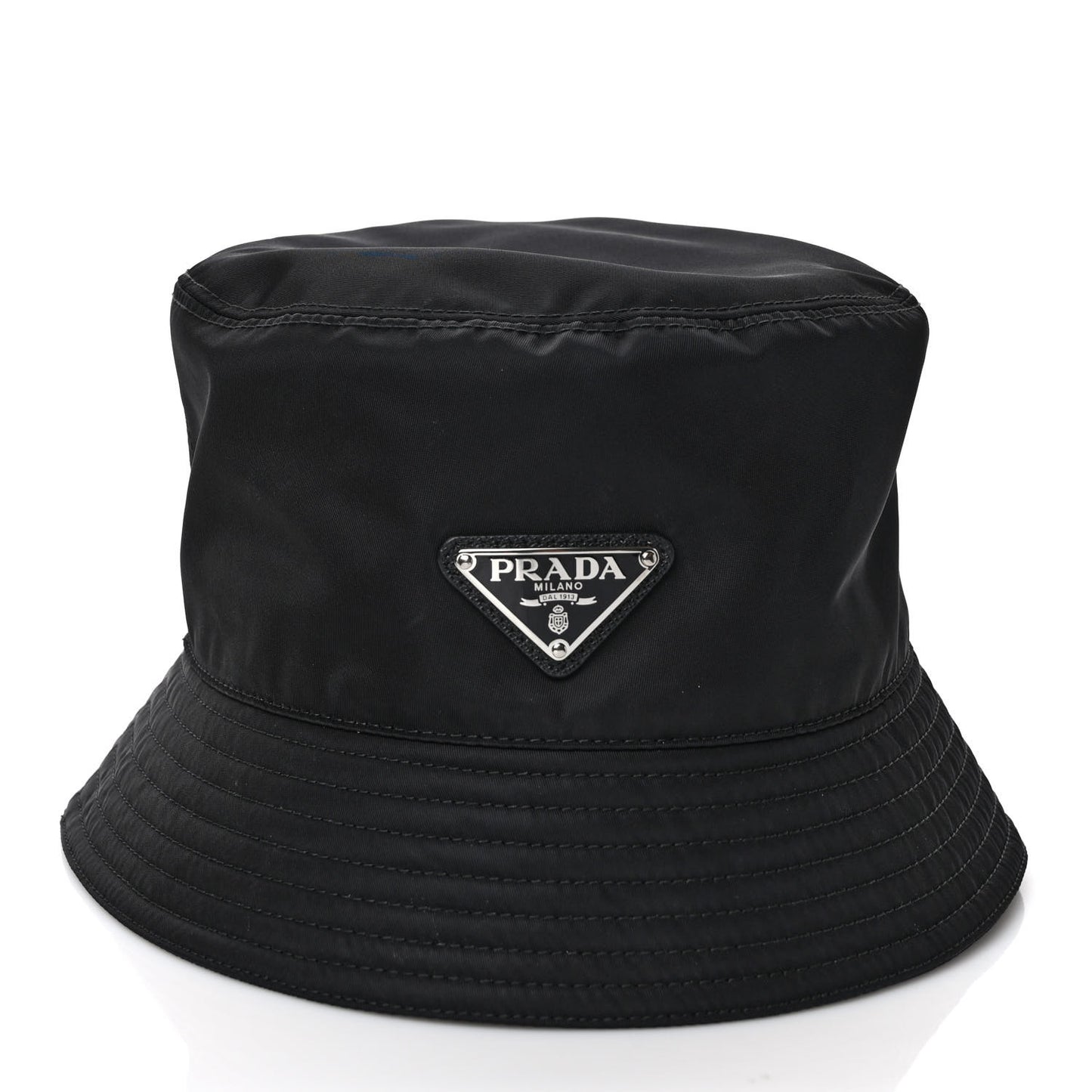 Re-Nylon Metal Triangle Logo Mens Bucket Hat L Black