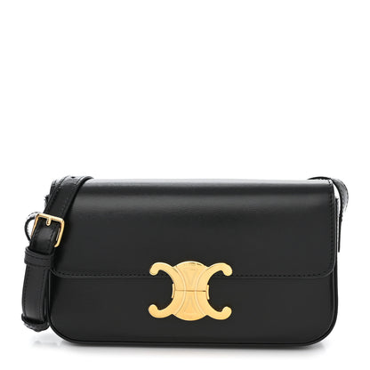Celine Shiny Calfskin Triomphe Shoulder Bag Black 1 of 13