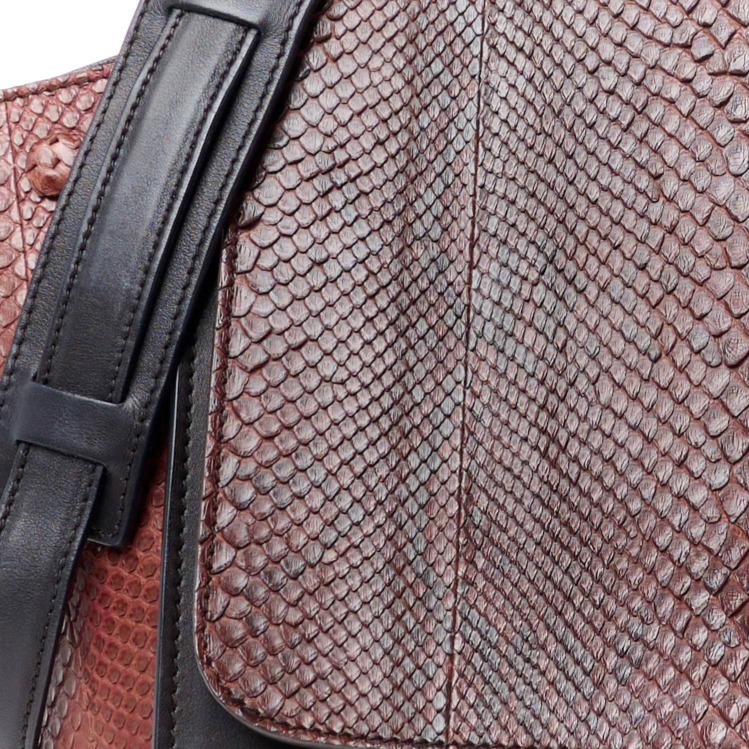 Celine Snakeskin Calfskin Large Trapeze Black Red 8 of 13