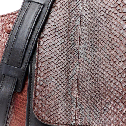 Celine Snakeskin Calfskin Medium Trapeze Brown 8 of 13