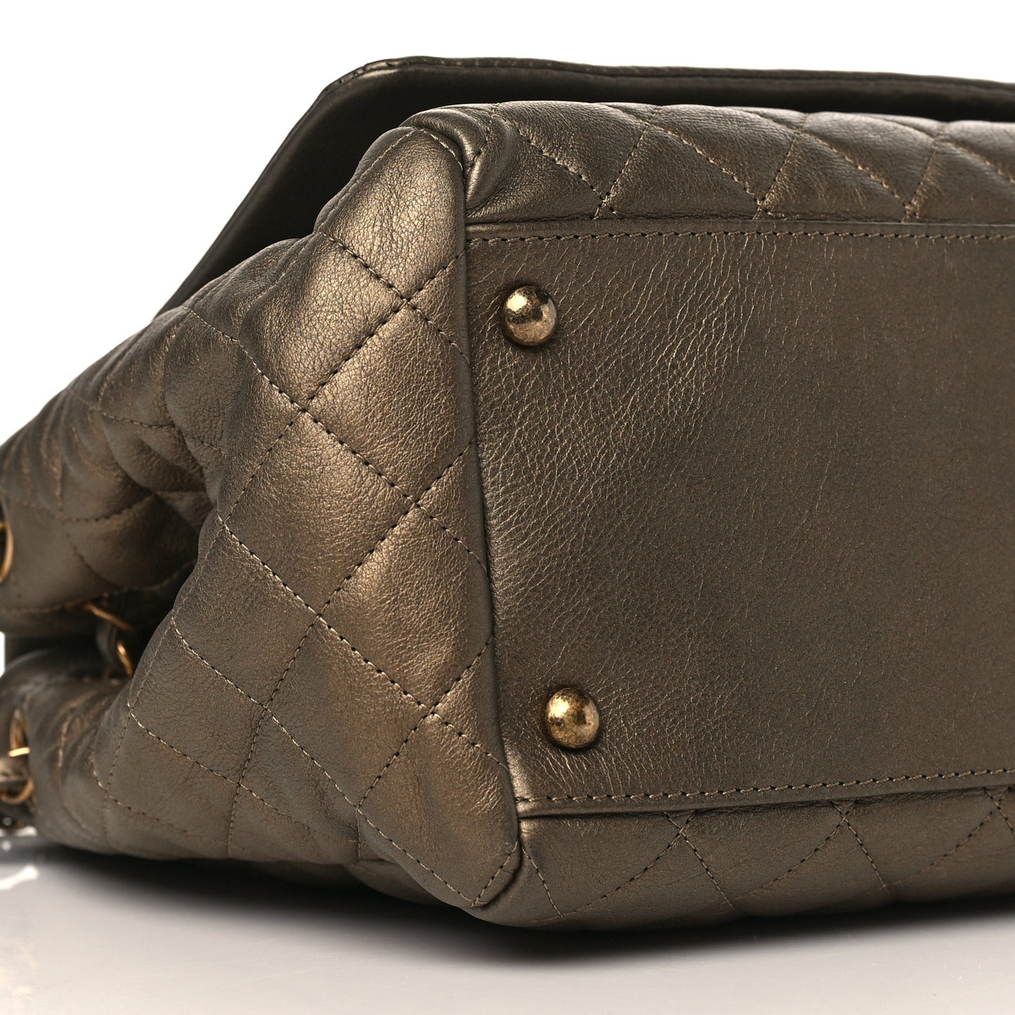 Metallic Calfskin Quilted Istanbul Accordion Flap Gold