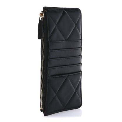 Chanel Shiny Goatskin Quilted Chanel 19 Flat Wallet Pouch Black 3 of 8