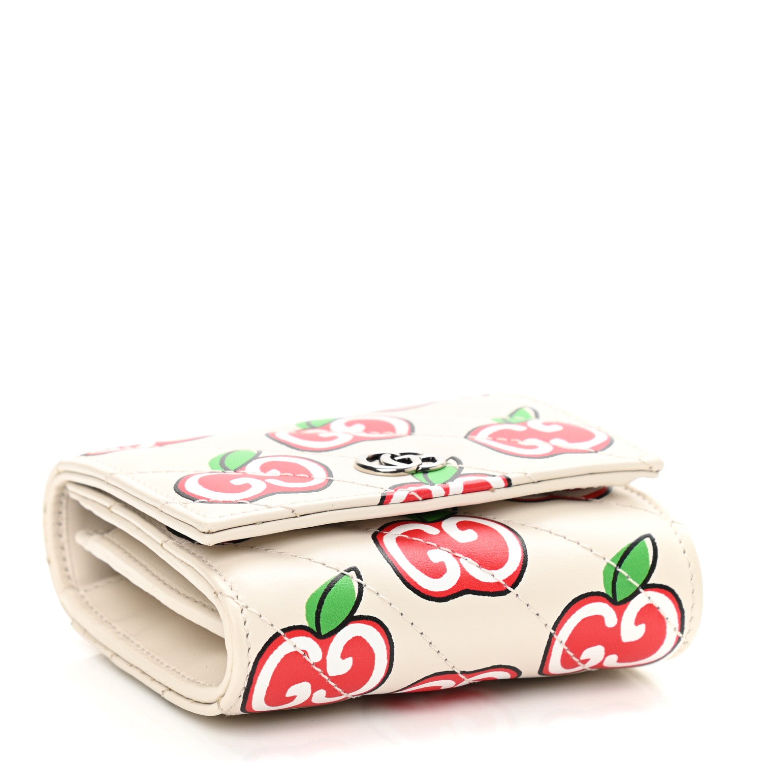 Gucci Calfskin Matelasse Diagonal GG Apple GG Marmont Medium Wallet Ivory 4 of 6