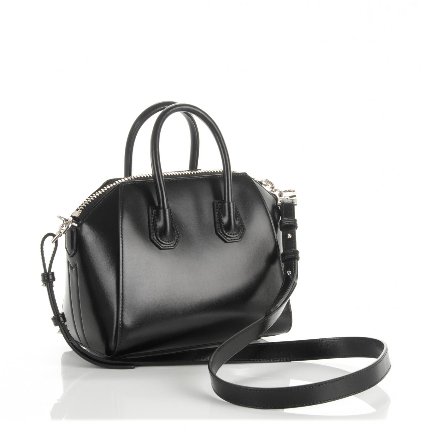 Shiny Lord Calfskin Mini Antigona Black
