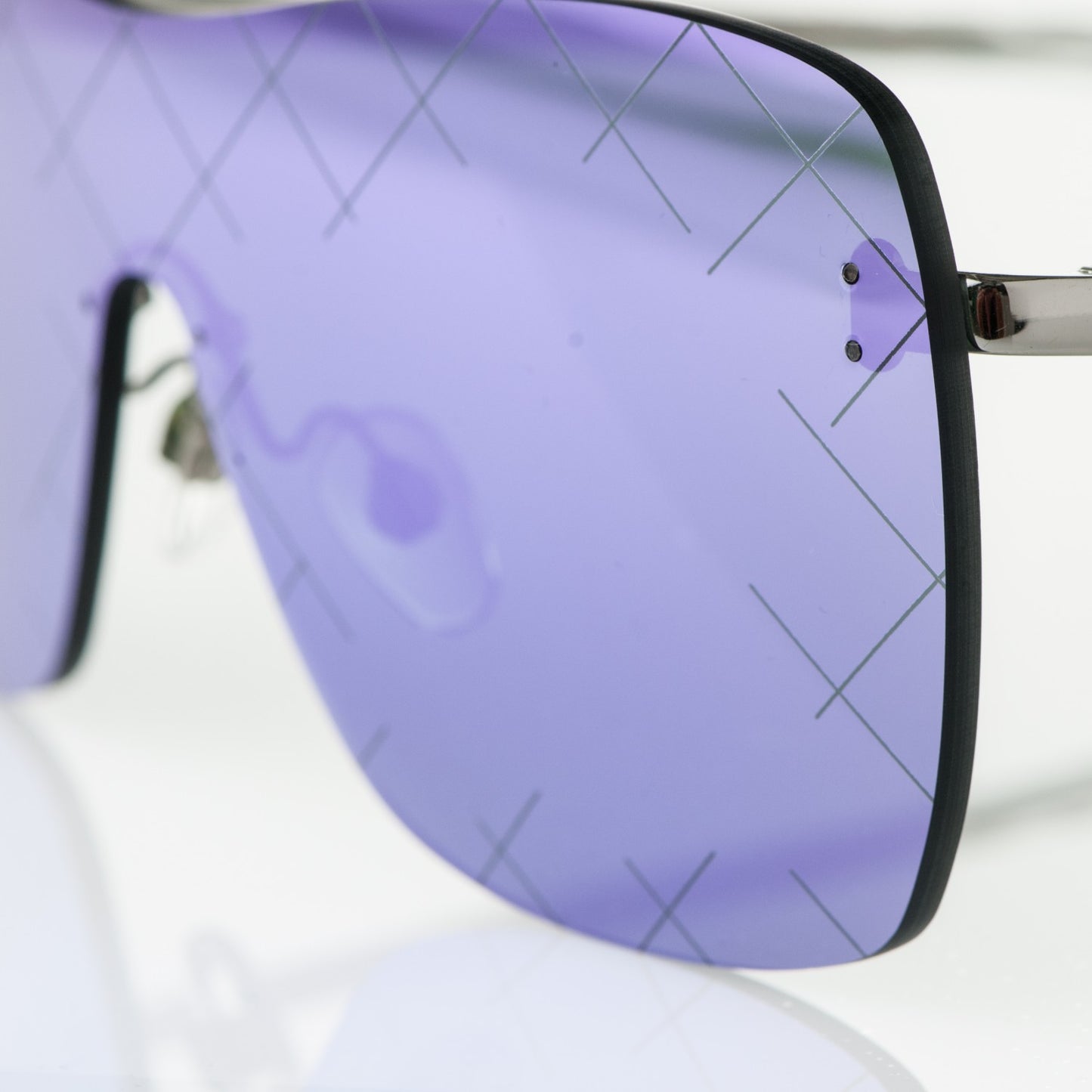 Metal Shield Runway Sunglasses 4215 Silver Purple