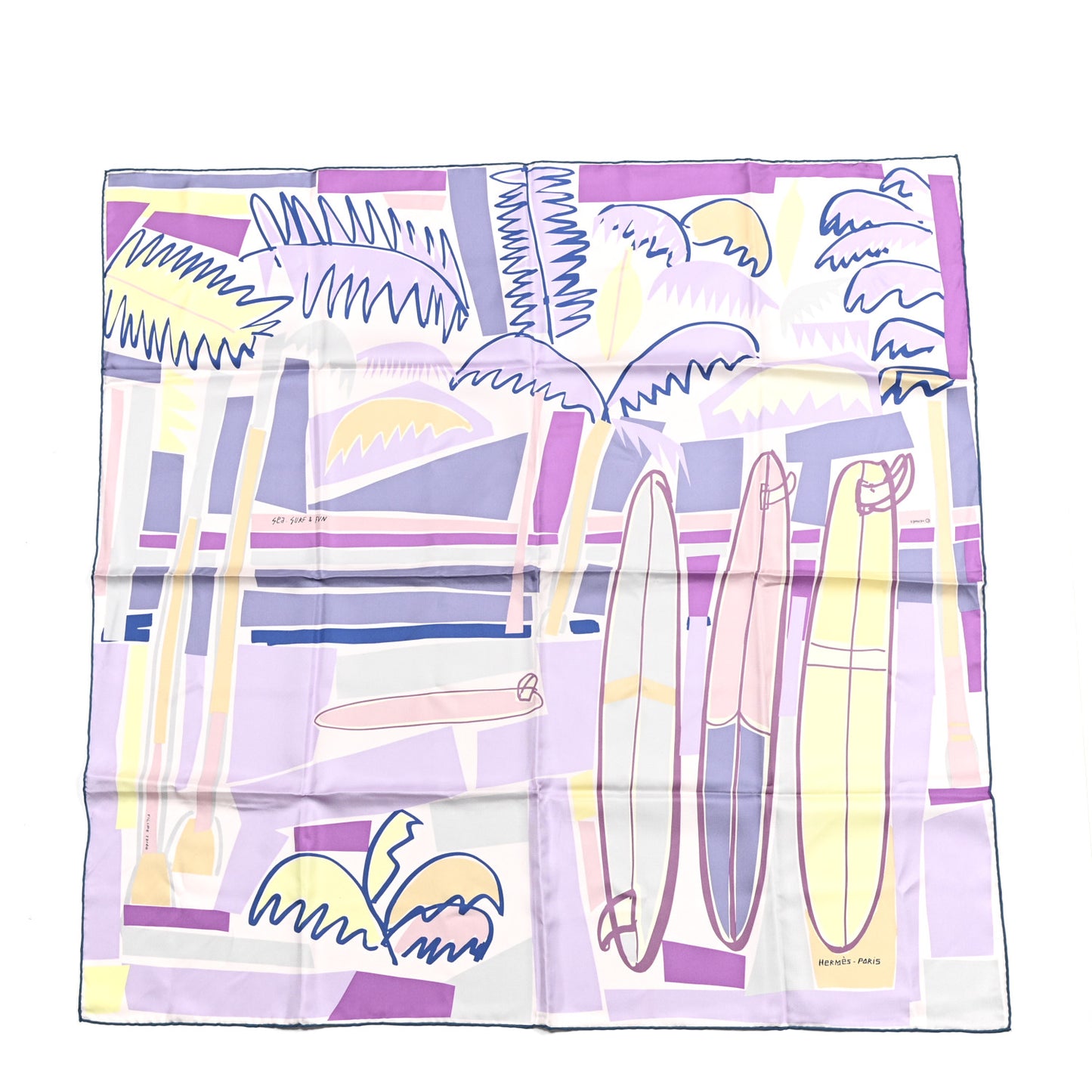 Silk Jersey Sea Surf and Fun Scarf 90 Rose Pale Mauve Jaune Soufre