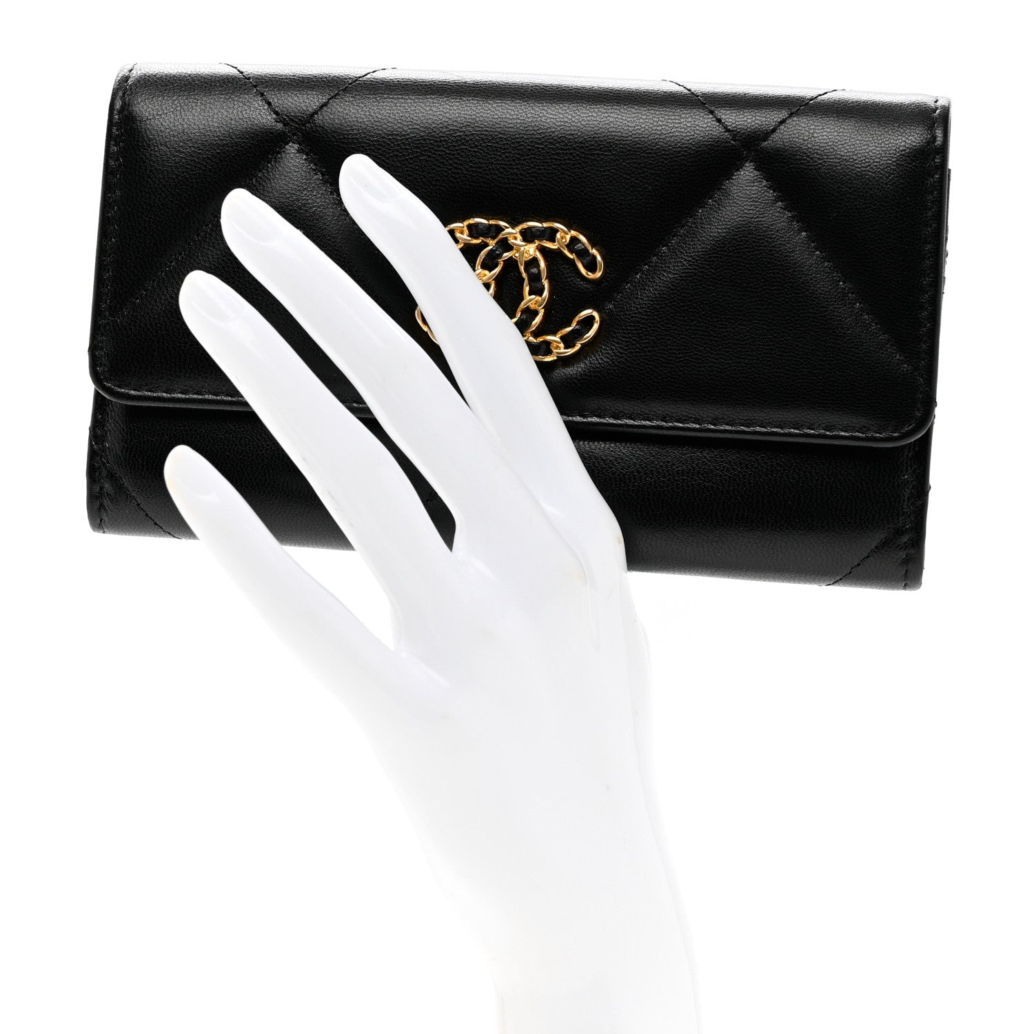 Chanel Lambskin Quilted Chanel 19 Flap Wallet Black 2 of 8