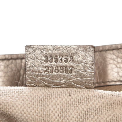 Gucci Metallic Pebbled Calfskin Medium Soho Flap Crossbody Golden Beige 7 of 10