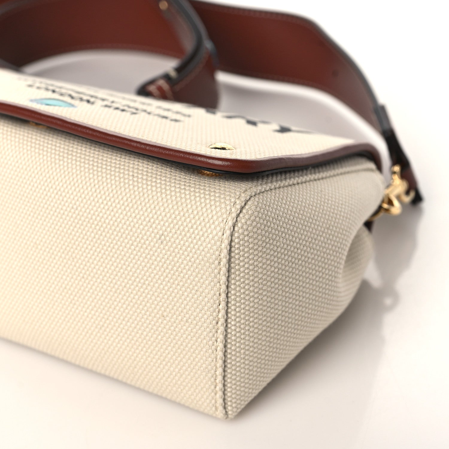 Burberry Calfskin Canvas Horseferry Print Hackberry Crossbody Bag Natural Tan 8 of 8