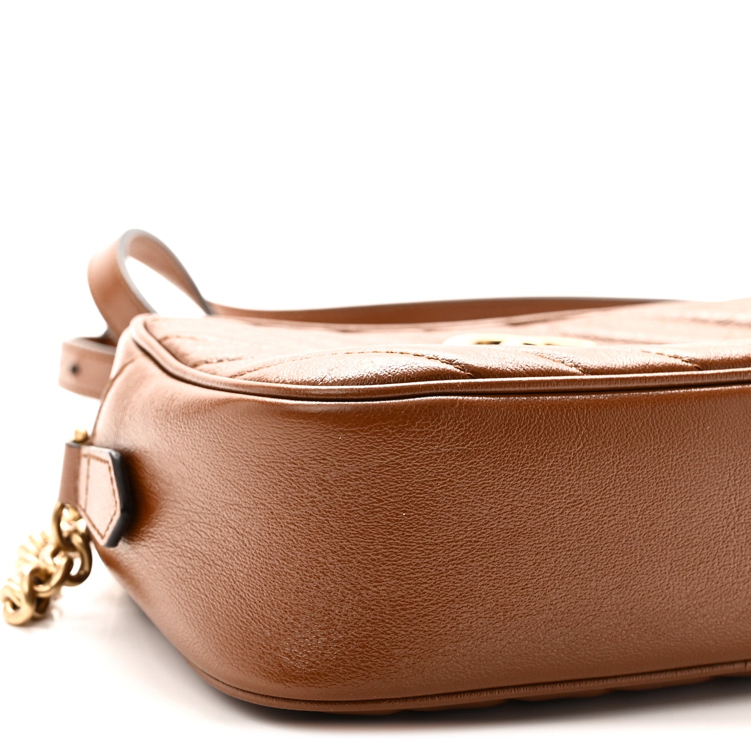 Gucci Glazed Calfskin Matelasse Diagonal Small GG Marmont Chain Shoulder Bag Cuir 9 of 10
