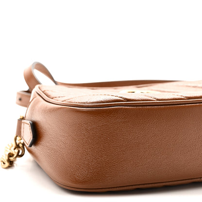 Gucci Glazed Calfskin Matelasse Diagonal Small GG Marmont Chain Shoulder Bag Cuir 9 of 10