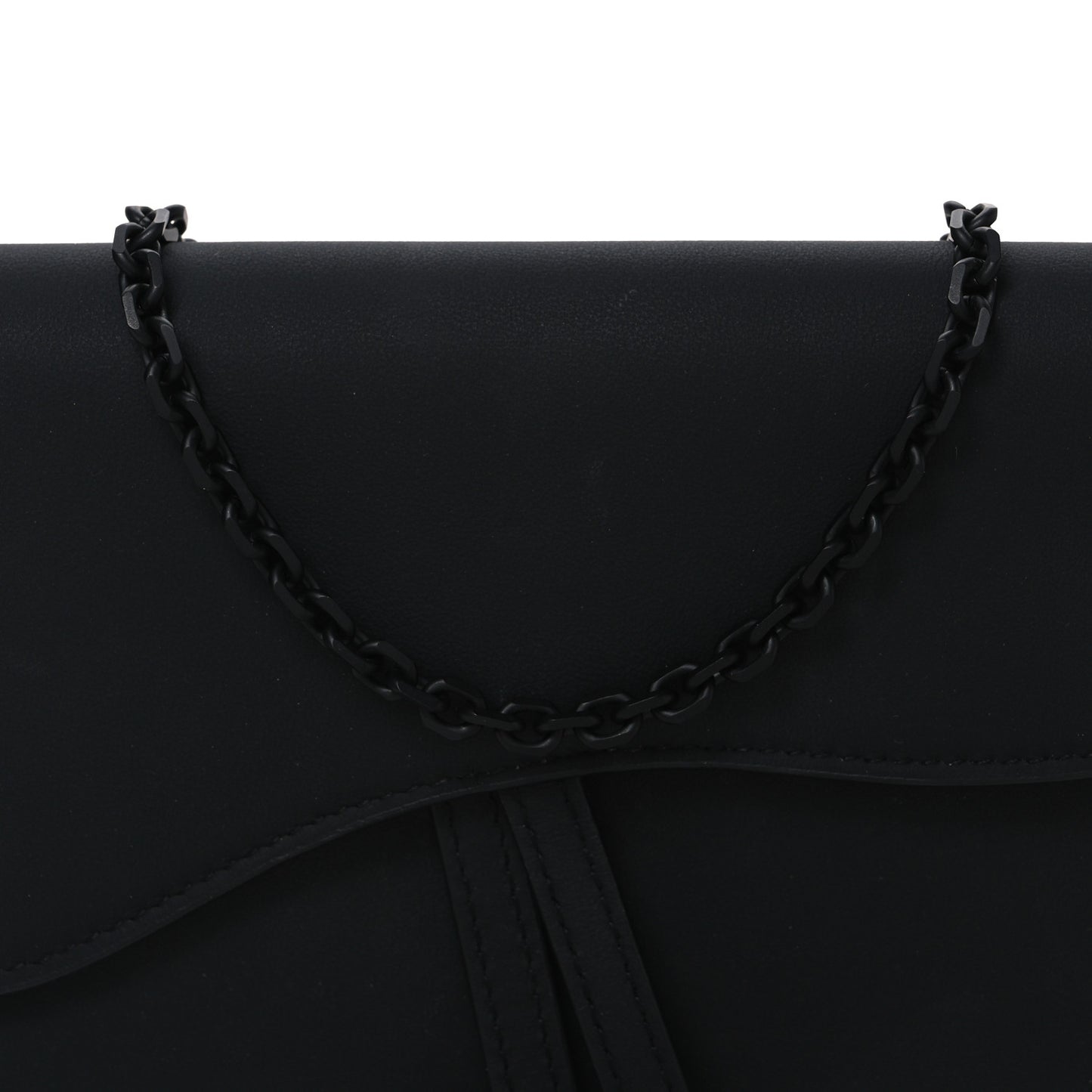 Ultra Matte Calfskin Saddle Chain Wallet Pouch Black