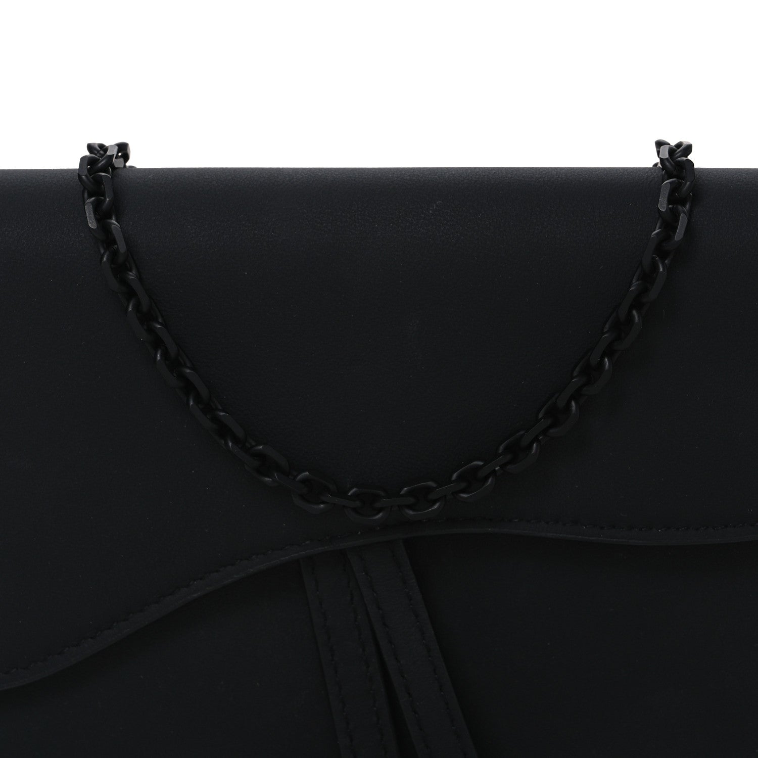 Christian Dior Ultra Matte Calfskin Saddle Chain Wallet Pouch Black 8 of 10