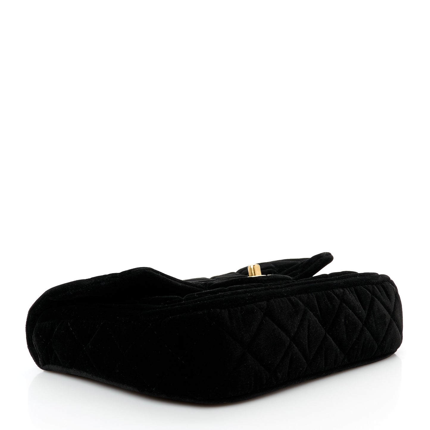 Velvet Quilted Double Frame Flap Black