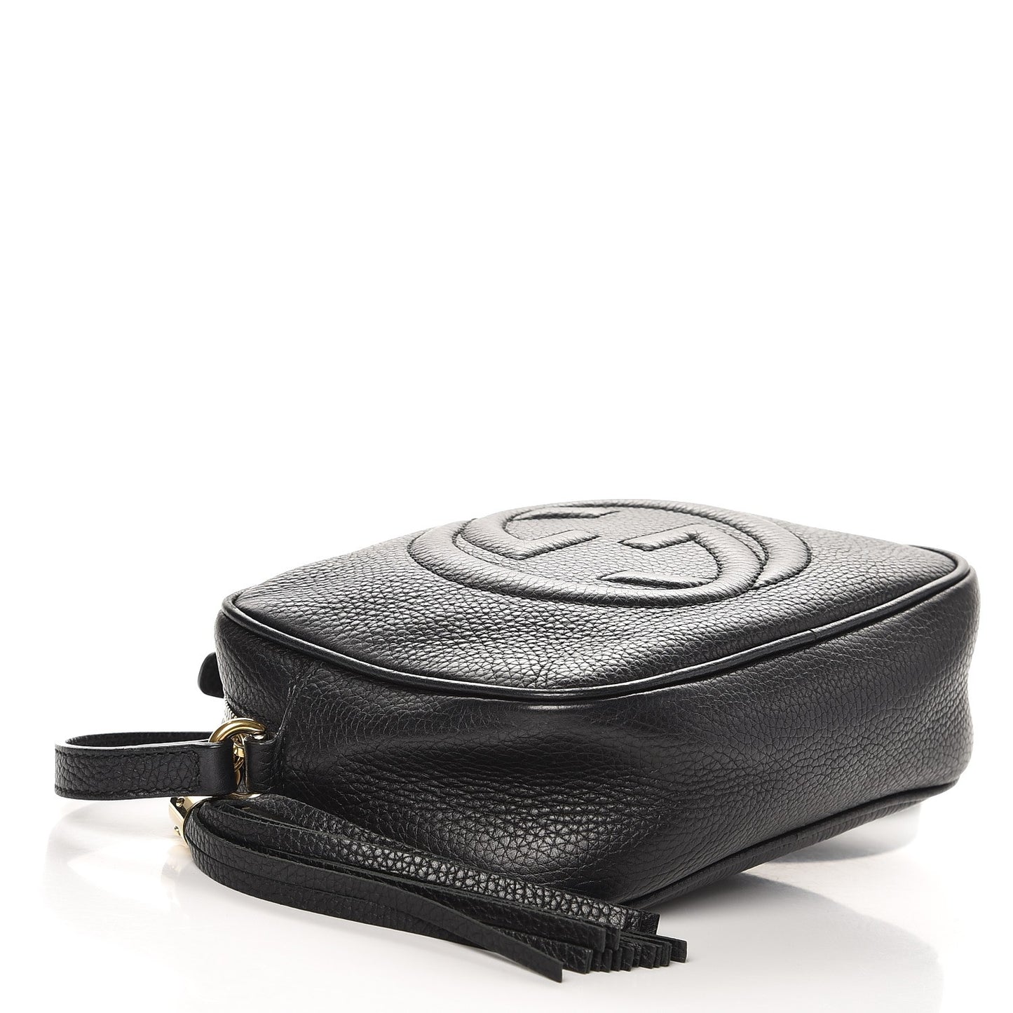 Pebbled Calfskin Small Soho Disco Bag Black
