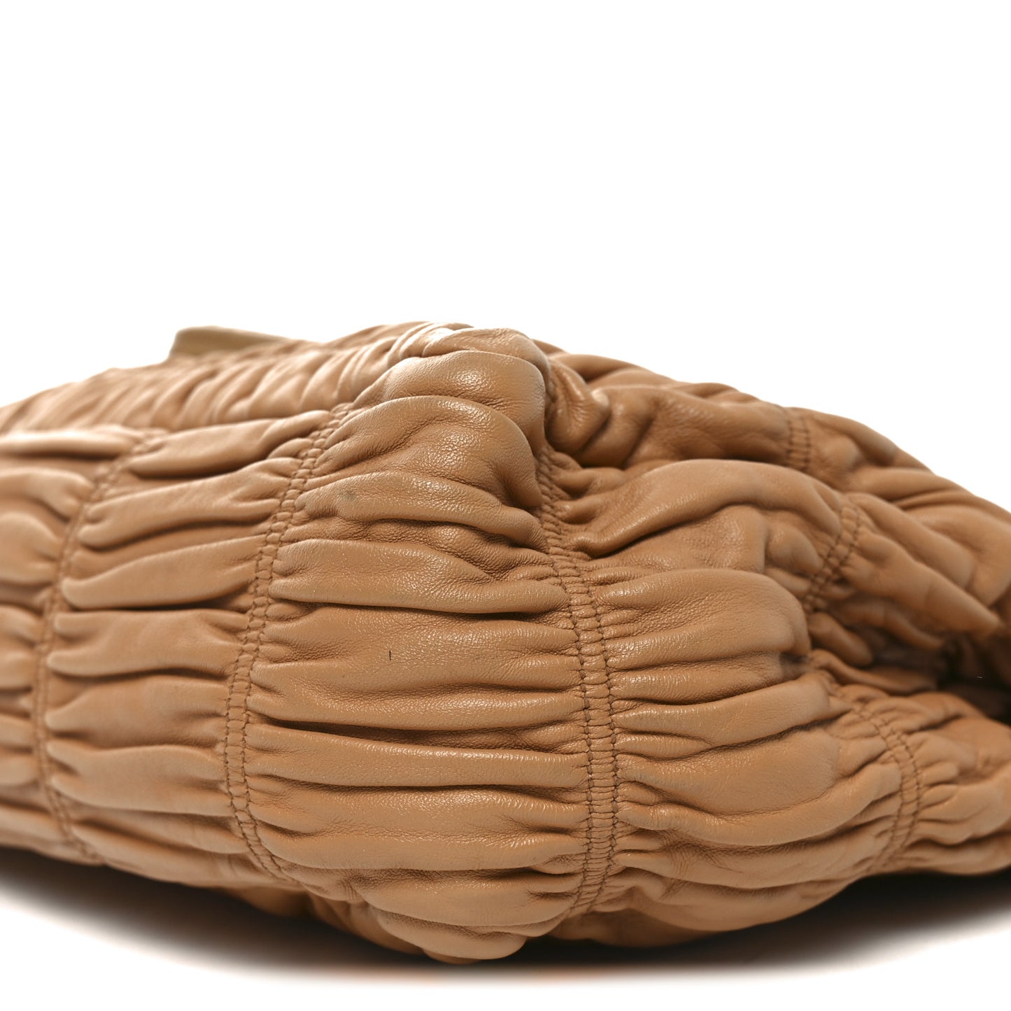 Nappa Gaufre Flap Chain Shoulder Bag Beige