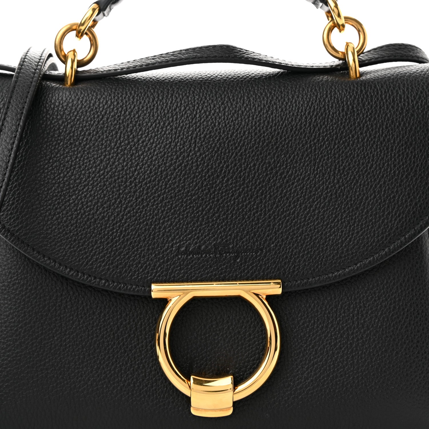 Salvatore Ferragamo Calfskin Small Margot Top Handle Satchel Black 4 of 10
