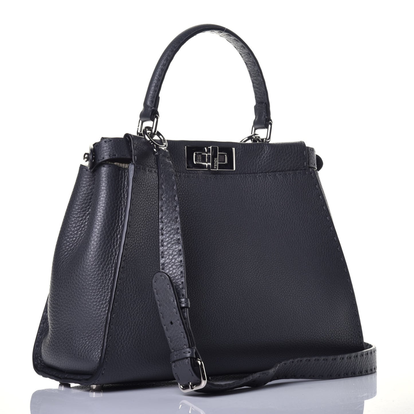 Cuoio Romano Selleria Bi-Color Medium Peekaboo Iconic Satchel Asfalto Latte