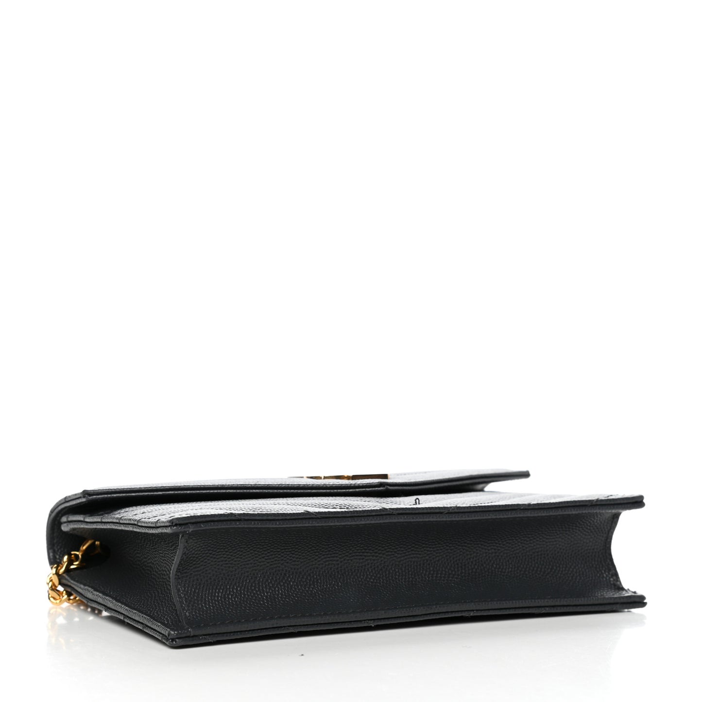 Grain De Poudre Matelasse Chevron Monogram Envelope Chain Wallet Dark Smog