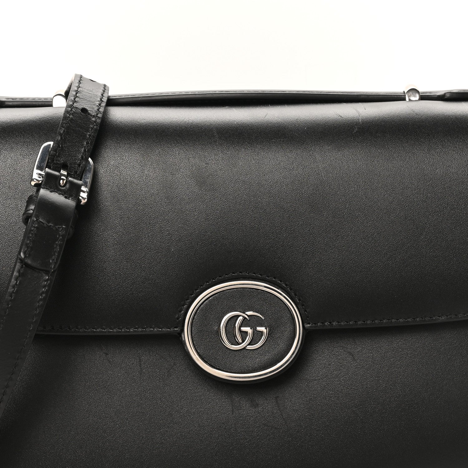 Gucci Senna Calfskin Petite GG Top Handle Shoulder Bag Black 8 of 11