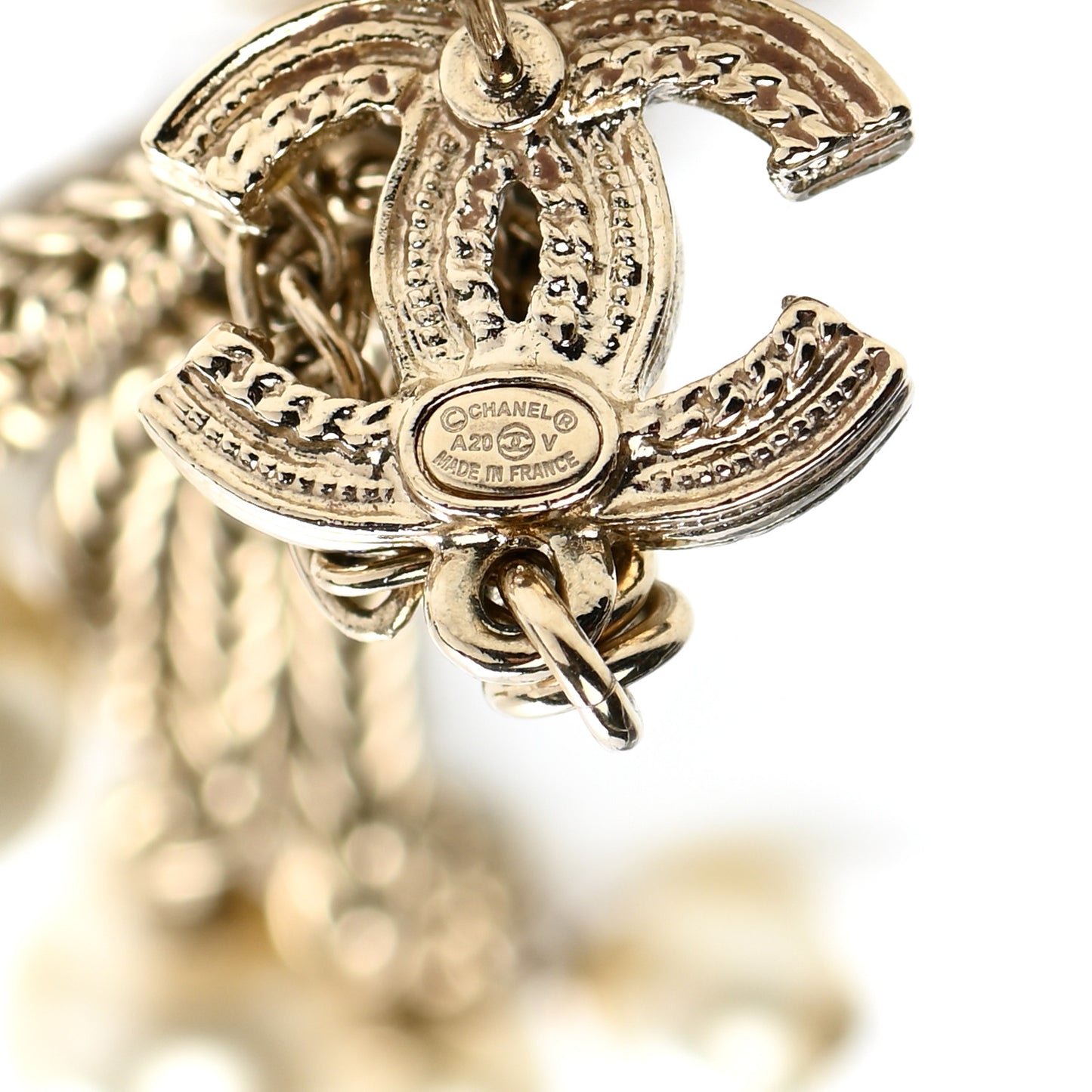 Pearl CC Multi Chain Drop Earrings Gold