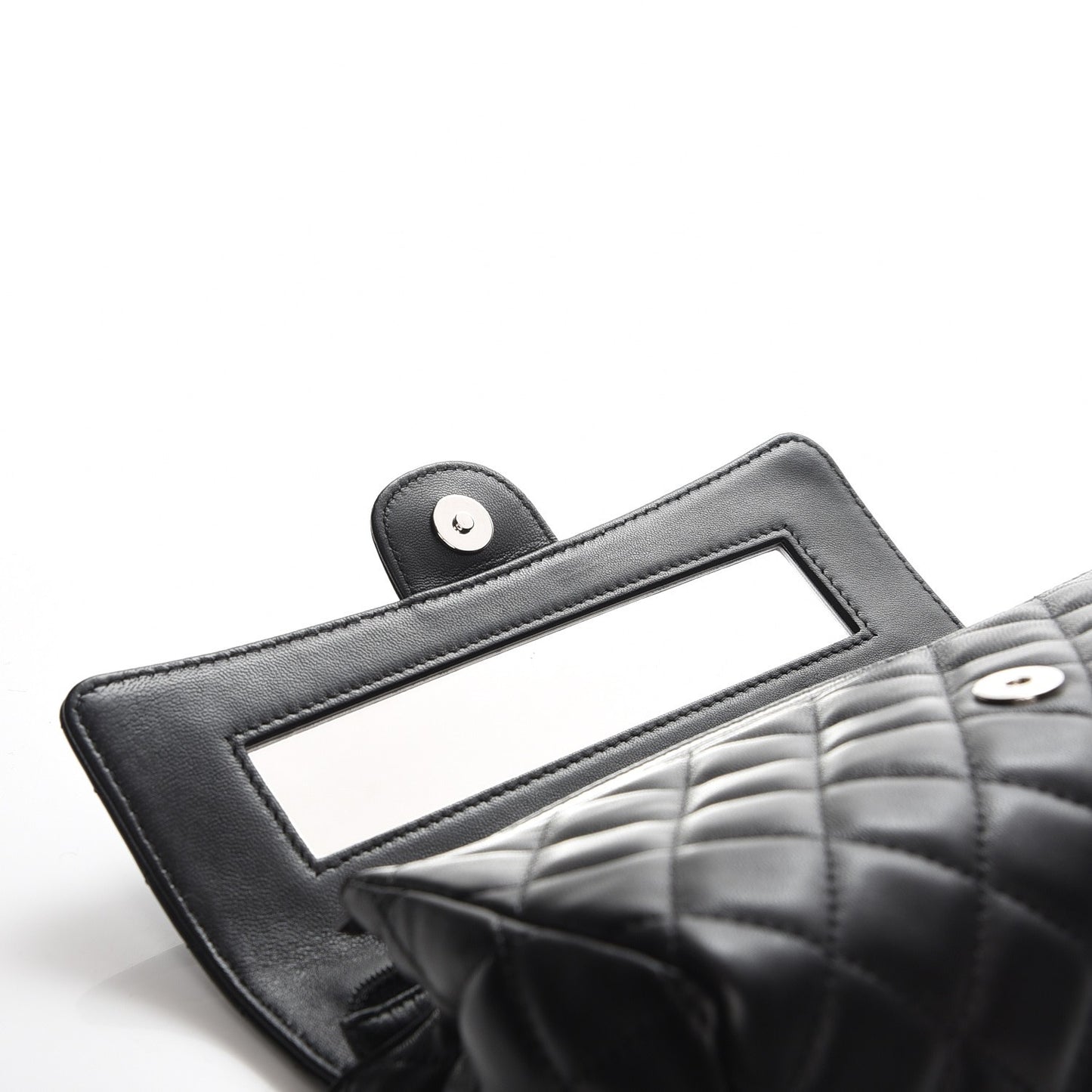 Lambskin Quilted Flap Cosmetic Case Black