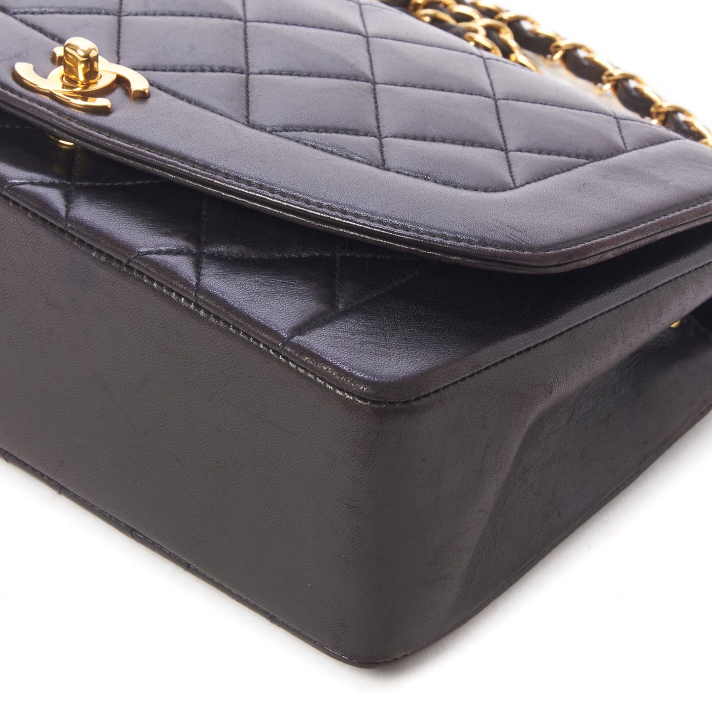 Lambskin Quilted Medium Single Flap Black