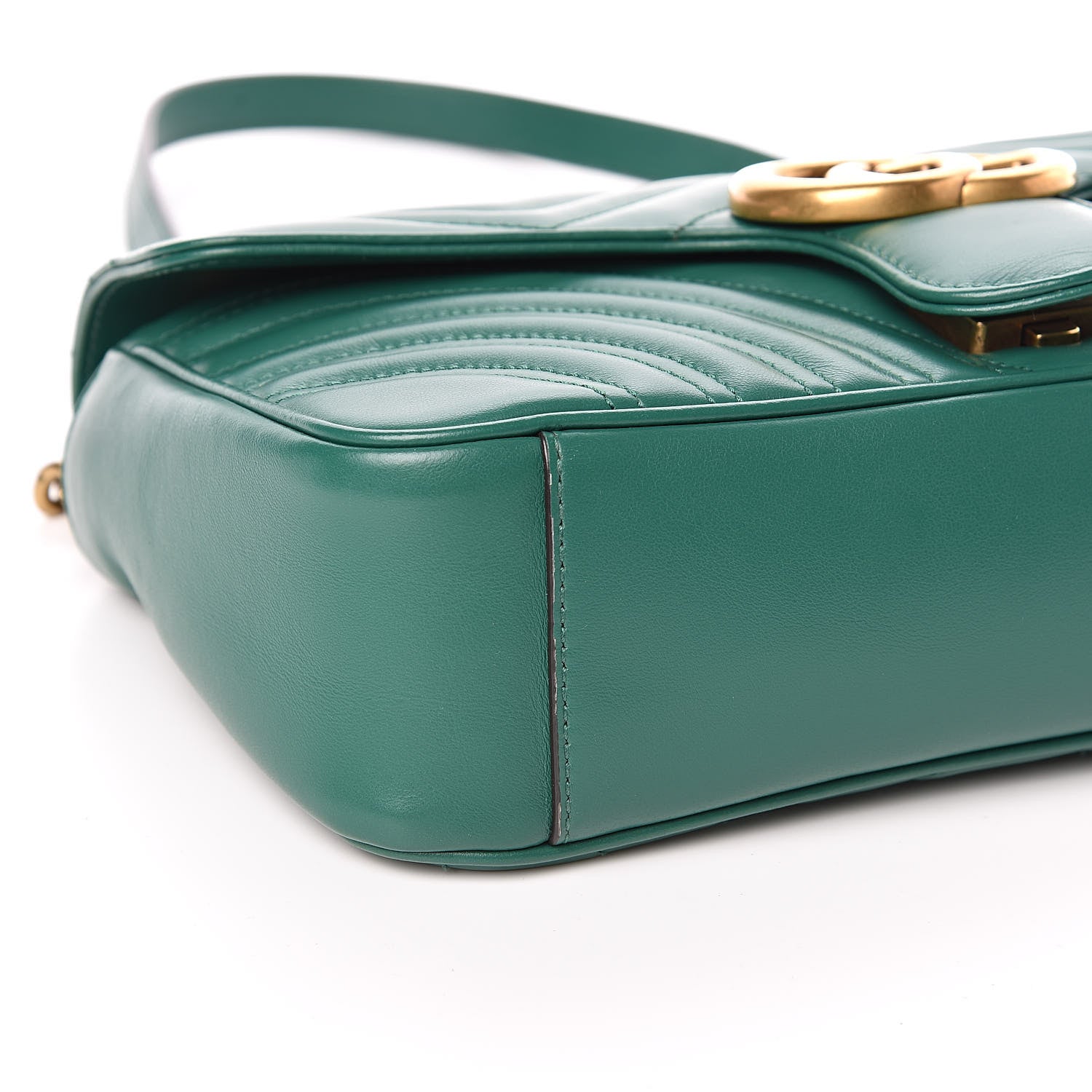 Gucci Calfskin Matelasse Small GG Marmont Shoulder Bag Emerald Green 8 of 10