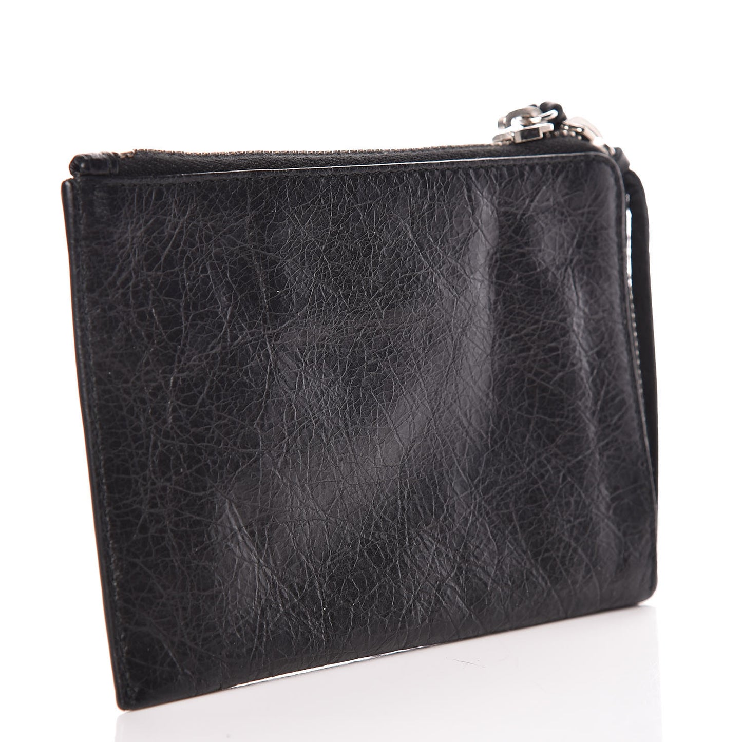 Agneau Arena Classic Silver Hardware Mini Pouch Black