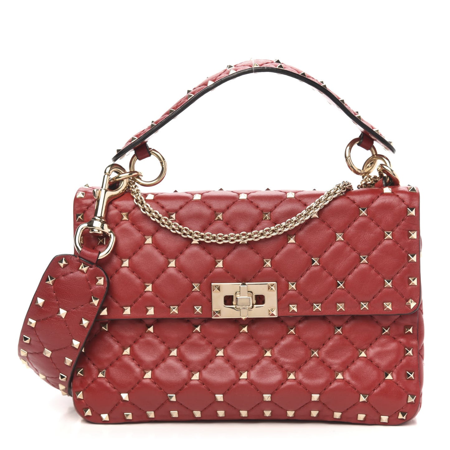 Nappa Medium Rockstud Spike Shoulder Bag Rosso Valentino