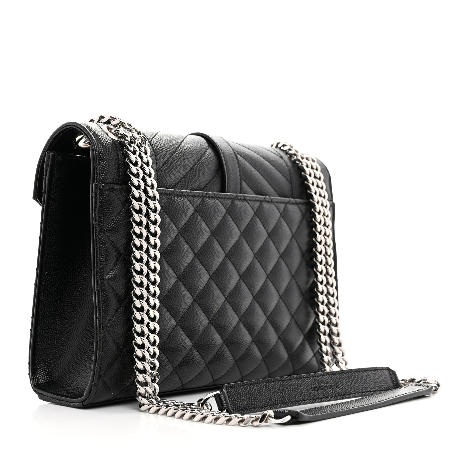 Saint Laurent Grain De Poudre Textured Mixed Matelasse Triquilt Medium Monogram Satchel Black 2 of 11