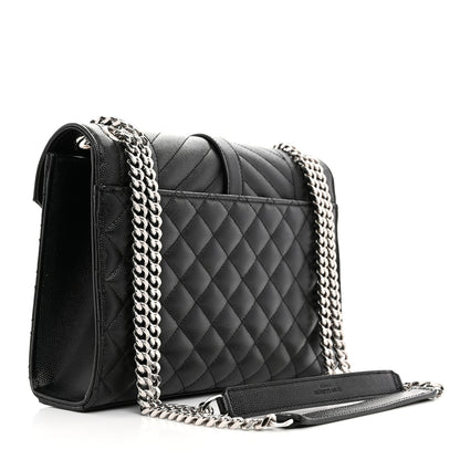 Saint Laurent Grain De Poudre Textured Mixed Matelasse Triquilt Medium Monogram Satchel Black 2 of 11