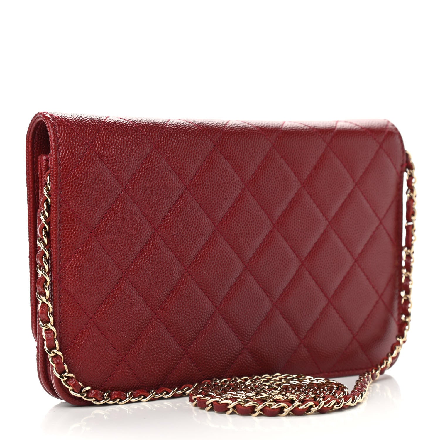 Chanel Caviar Quilted Golden Class Wallet On Chain WOC Red 3 of 14