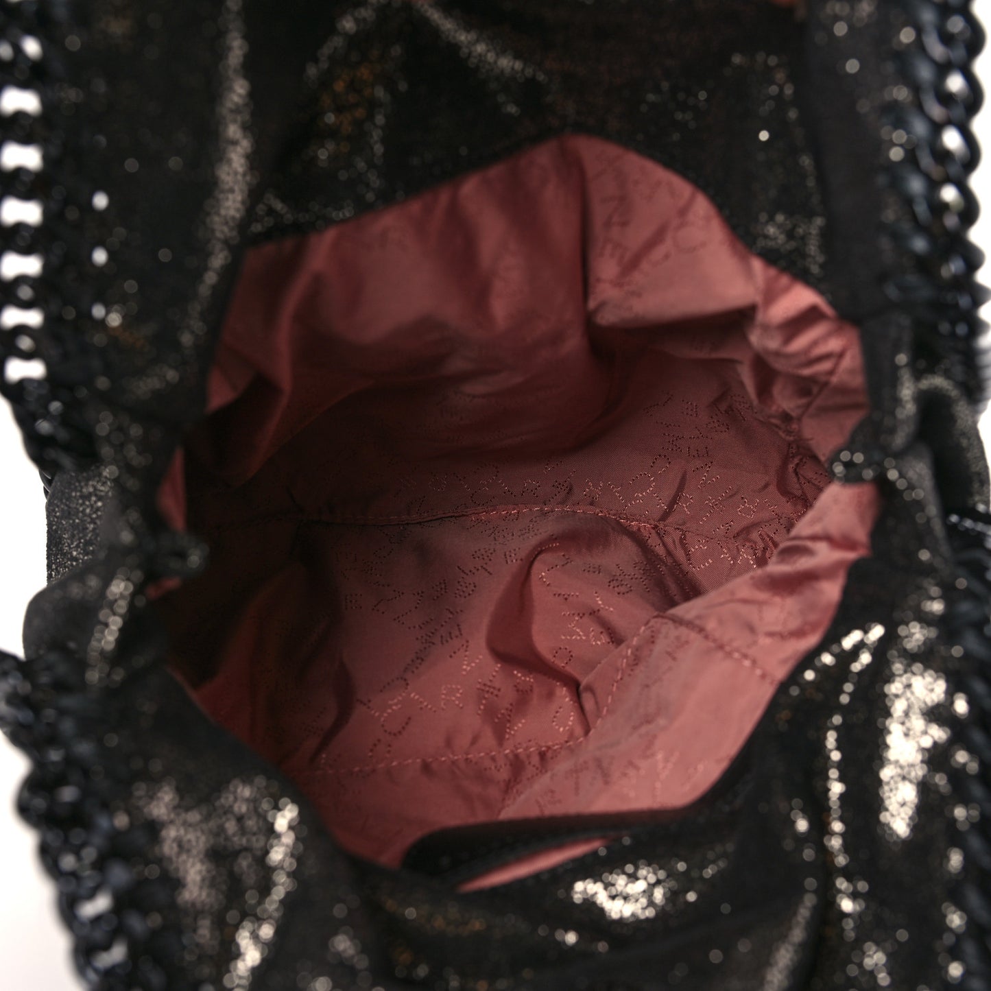 Chamois Shiny Dotted Mini Falabella Fold Over Tote Ruthenium