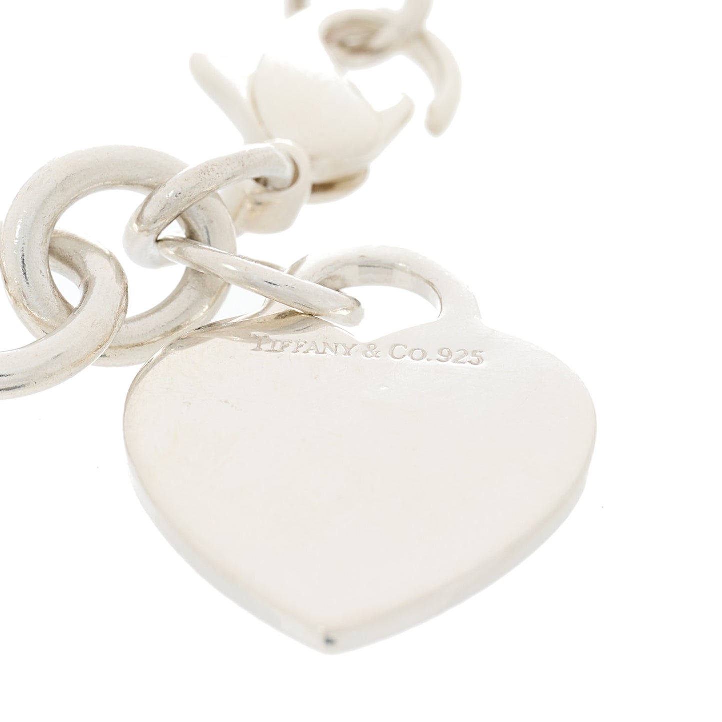 Sterling Silver Heart Tag Charm Bracelet