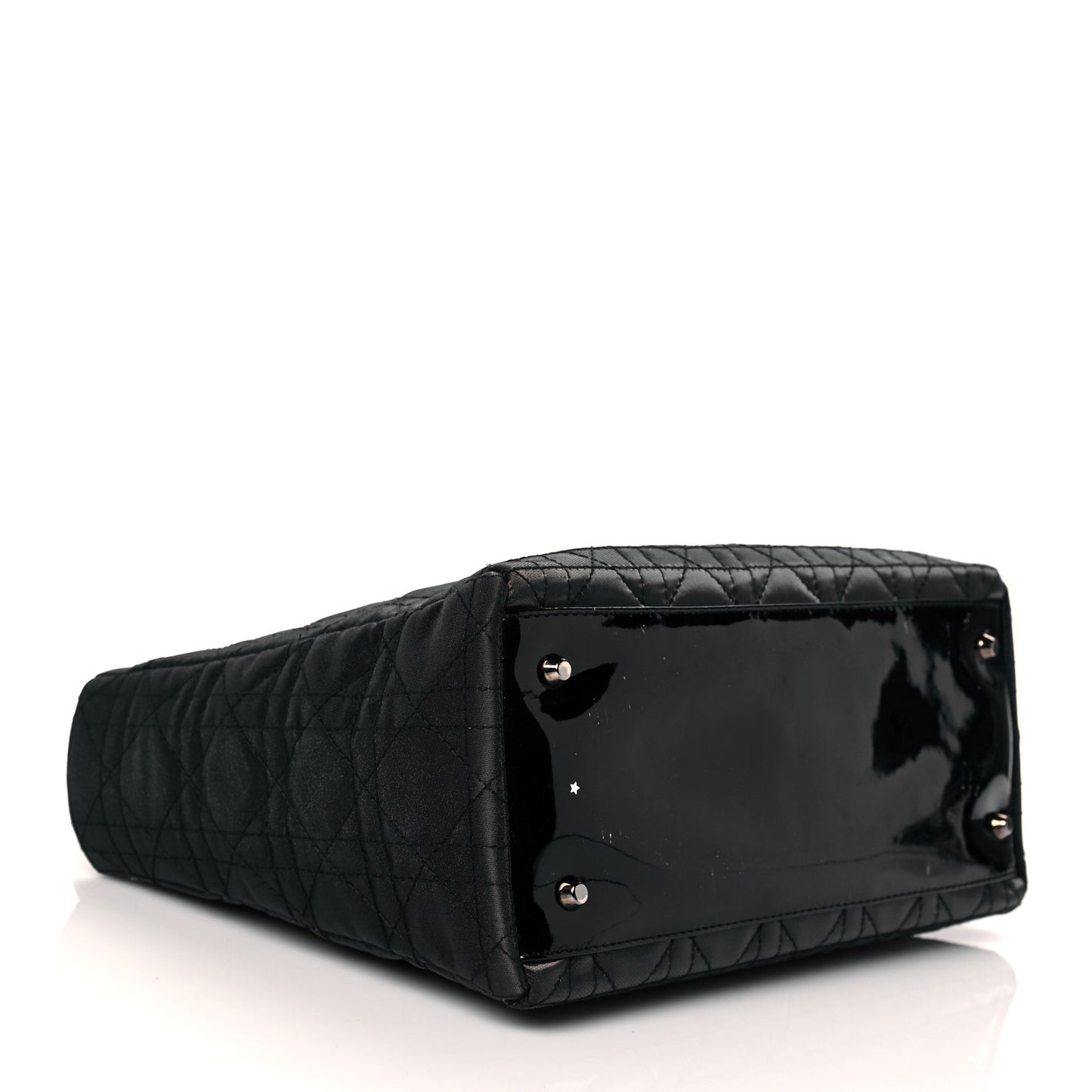 Coated Canvas Patent Cannage Medium Lady Dior Black
