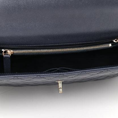 Chanel Caviar Quilted Medium Coco Handle Flap Navy Blue 5 of 11