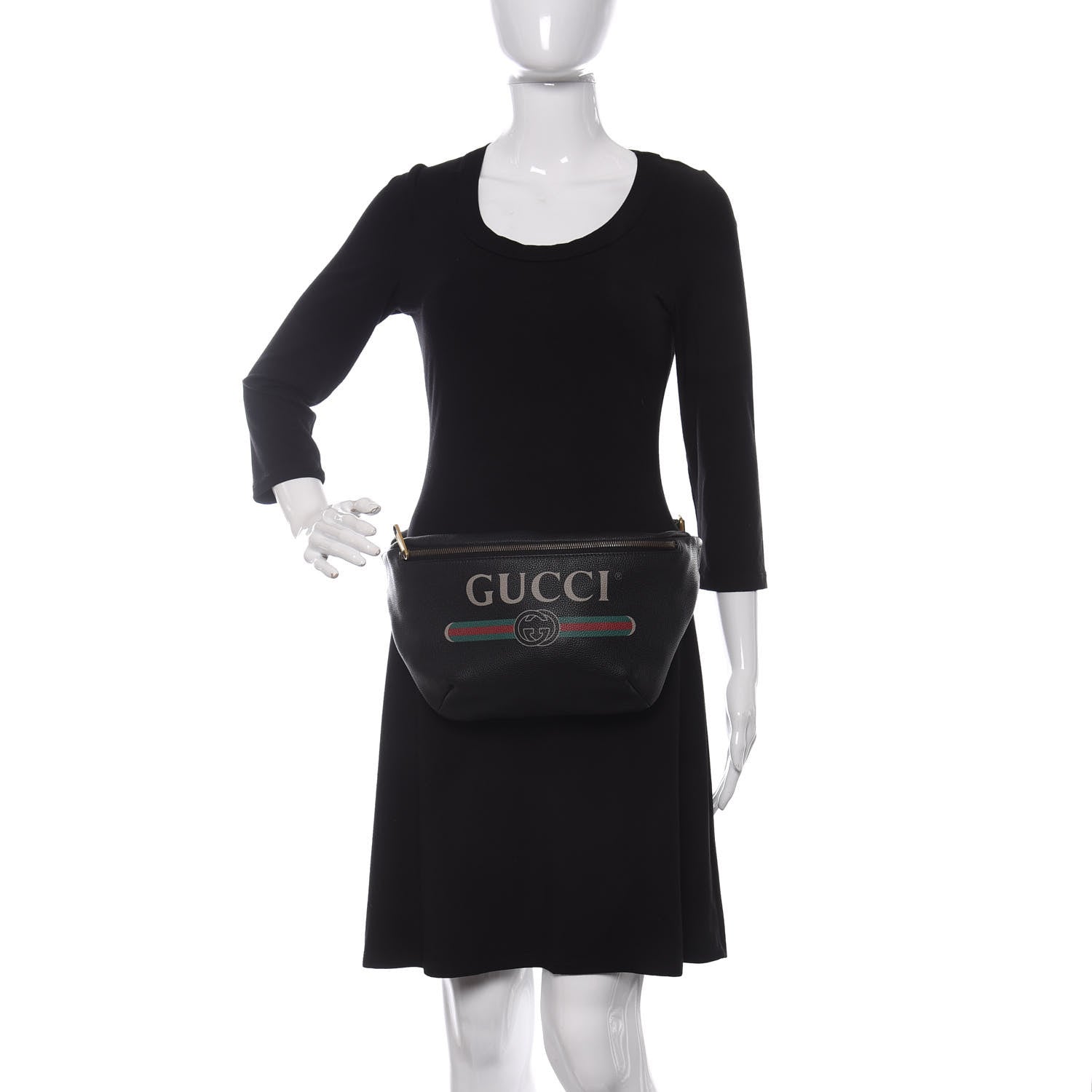 Gucci Grained Calfskin Logo Belt Bag Black 2 of 9