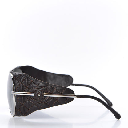 Chanel Titanium Lambskin CC Pilot Sunglasses Brown 3 of 8