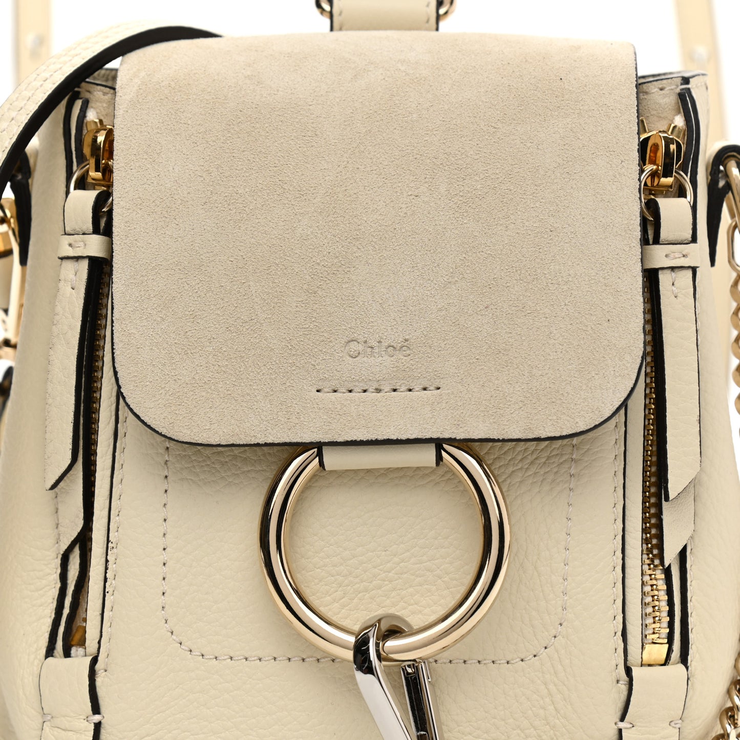 Suede Calfskin Mini Faye Backpack Off White